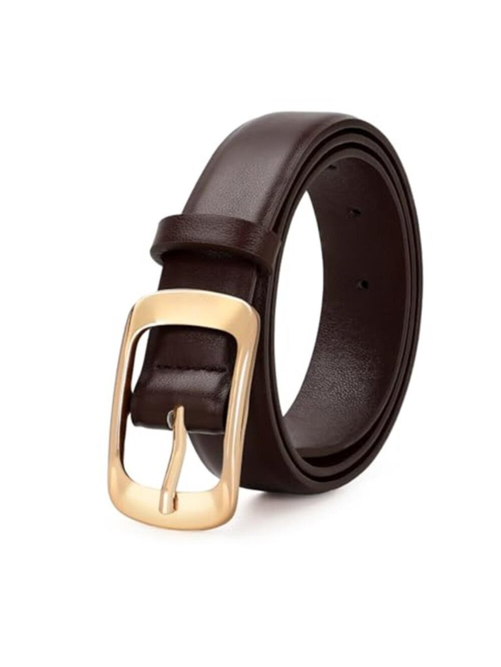 Womens Faux Leather Belt Gold Buckle Waist Belt Jeans Dress Casual Style